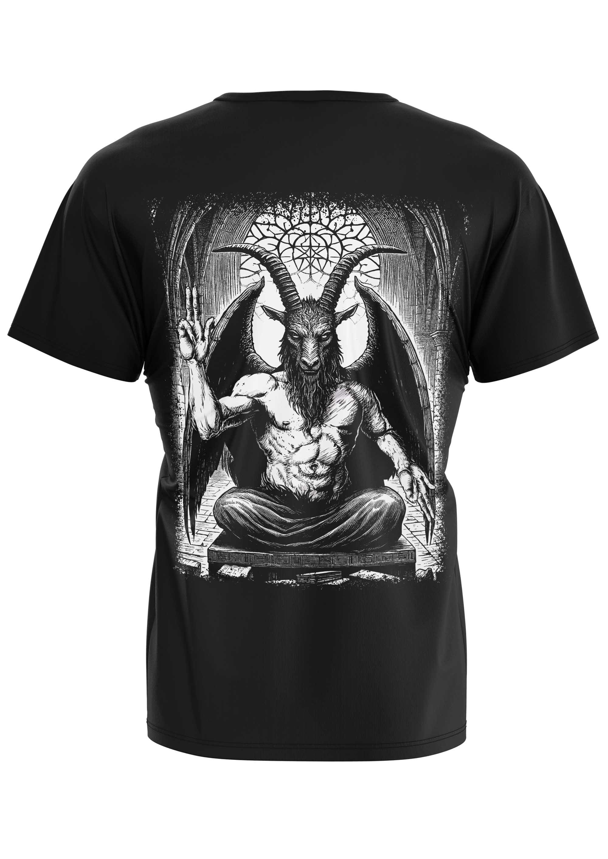 Schwarzes Gothic-Metal T-Shirt mit Baphomet-Rückenprint